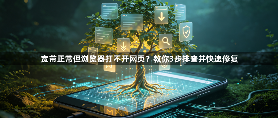 宽带正常但浏览器打不开网页？教你3步排查并快速修复1