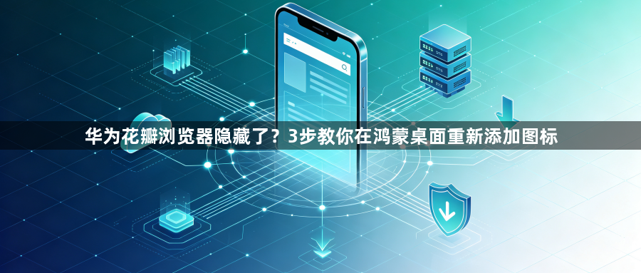 华为花瓣浏览器隐藏了?3步教你在鸿蒙桌面重新添加图标1