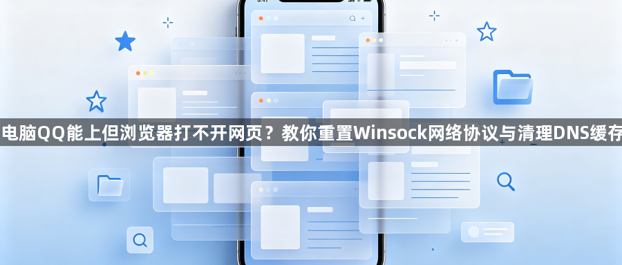 电脑QQ能上但浏览器打不开网页?教你重置Winsock网络协议与清理DNS缓存1